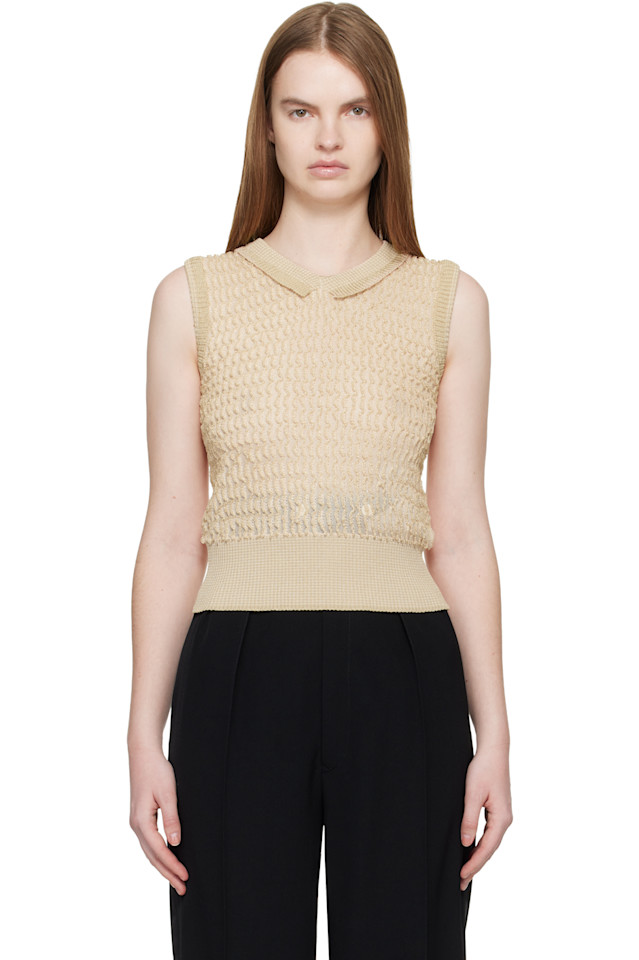 

Maison Margiela Розово-Бежевый жилет с фестончатым краем