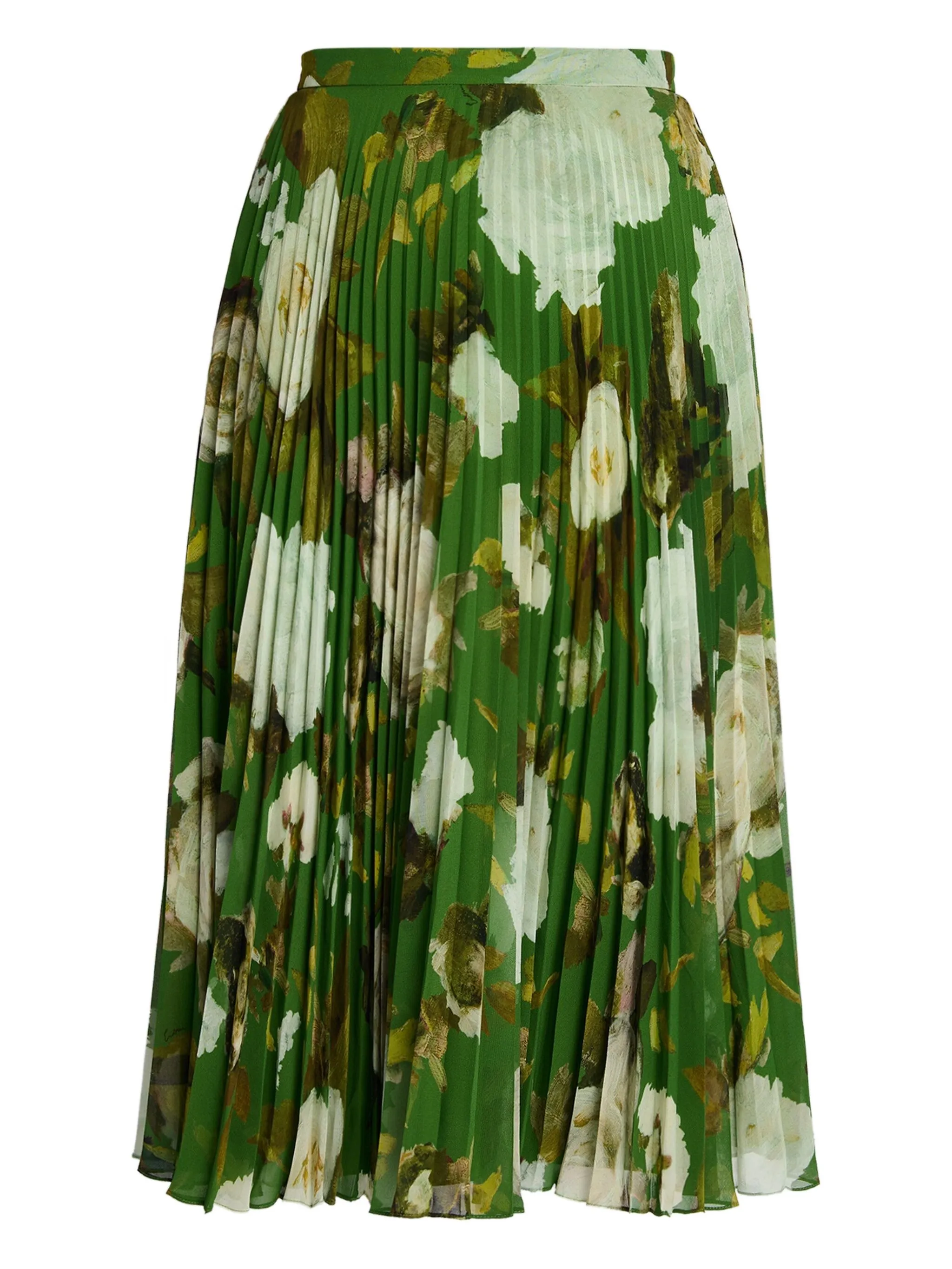 

Юбка со складками и цветочным принтом Erdem, зеленый