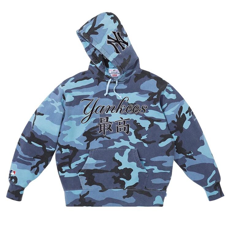 

Толстовка Supreme x New York Yankees Kanji Hooded Sweatshirt Blue Camo, синий