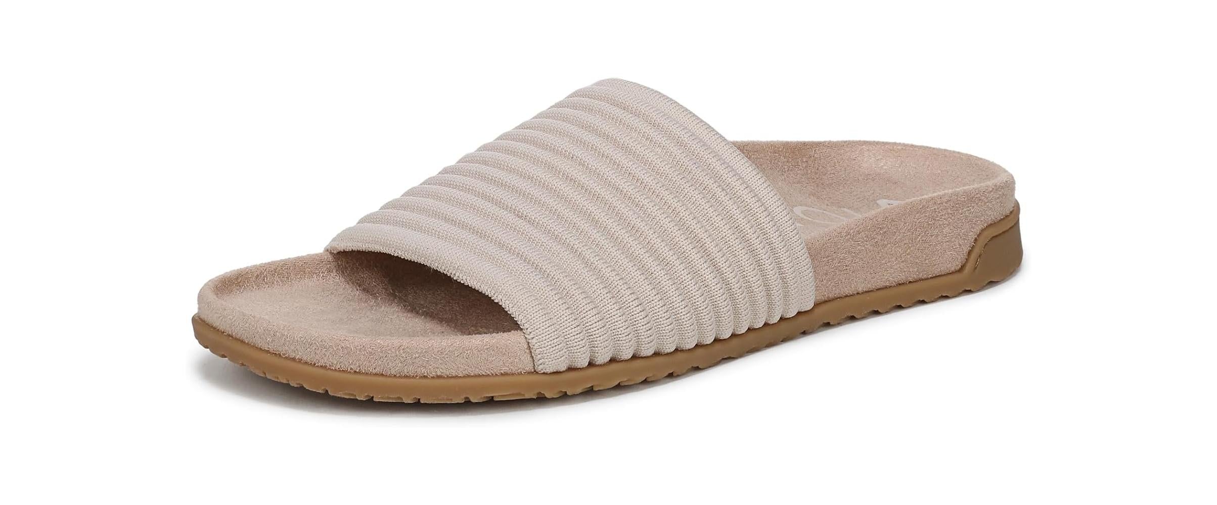 Vionic Womens Evie Knit Slide Sandal - Cream