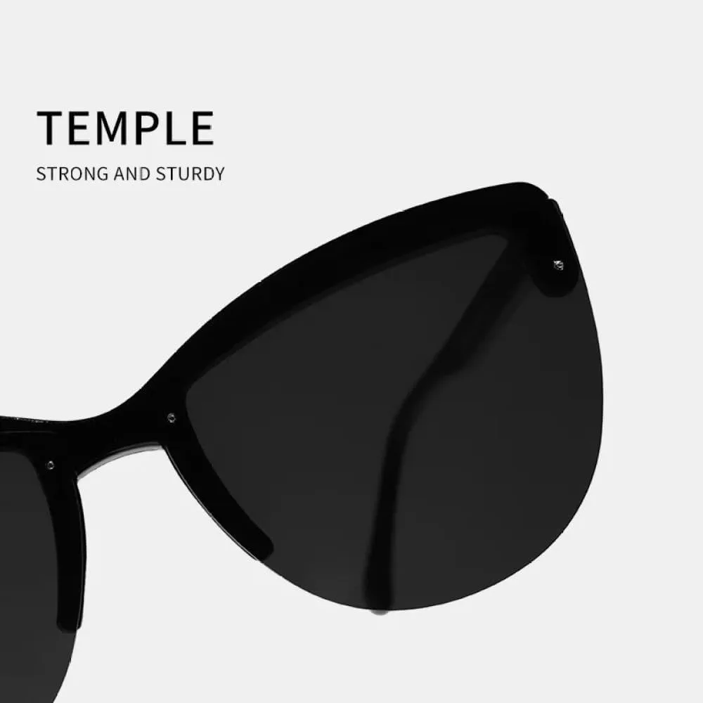 

Винтажные солнцезащитные очки в полуободковой оправе «кошачий глаз» для женщин и мужчин, панк-очки, сексуальные солнцезащитные очки MTZJH, Black Yellow Gray