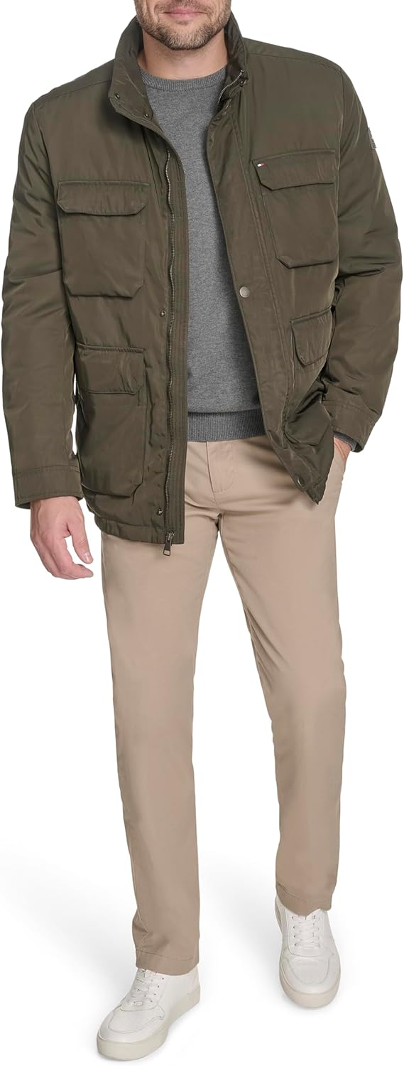 Мужская полевая куртка Tommy Hilfiger с воротником-стойкой и четырьмя карманами, Olive — фото 2