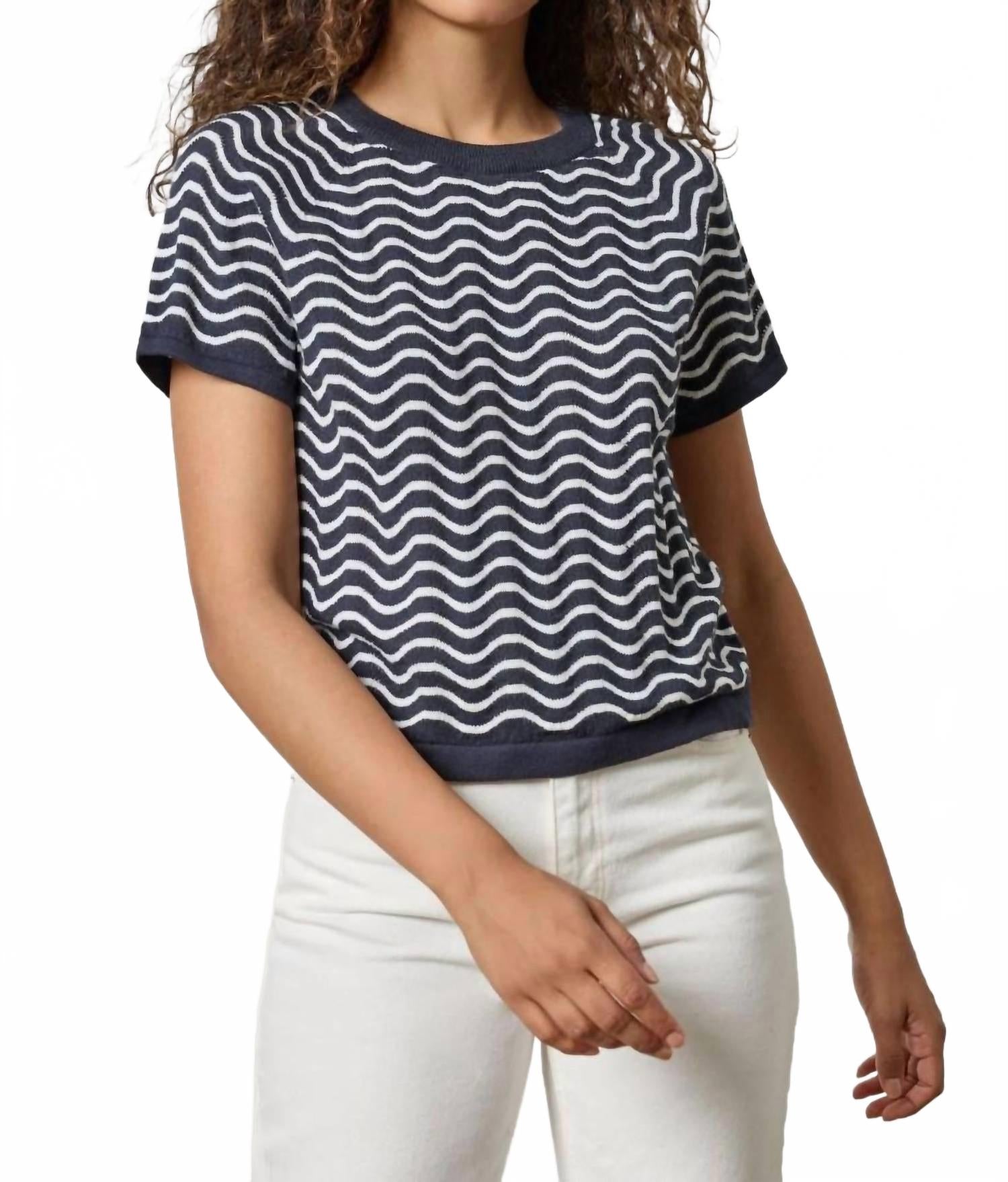 

Свитер с коротким рукавом Stitch в синей волне Lilla P