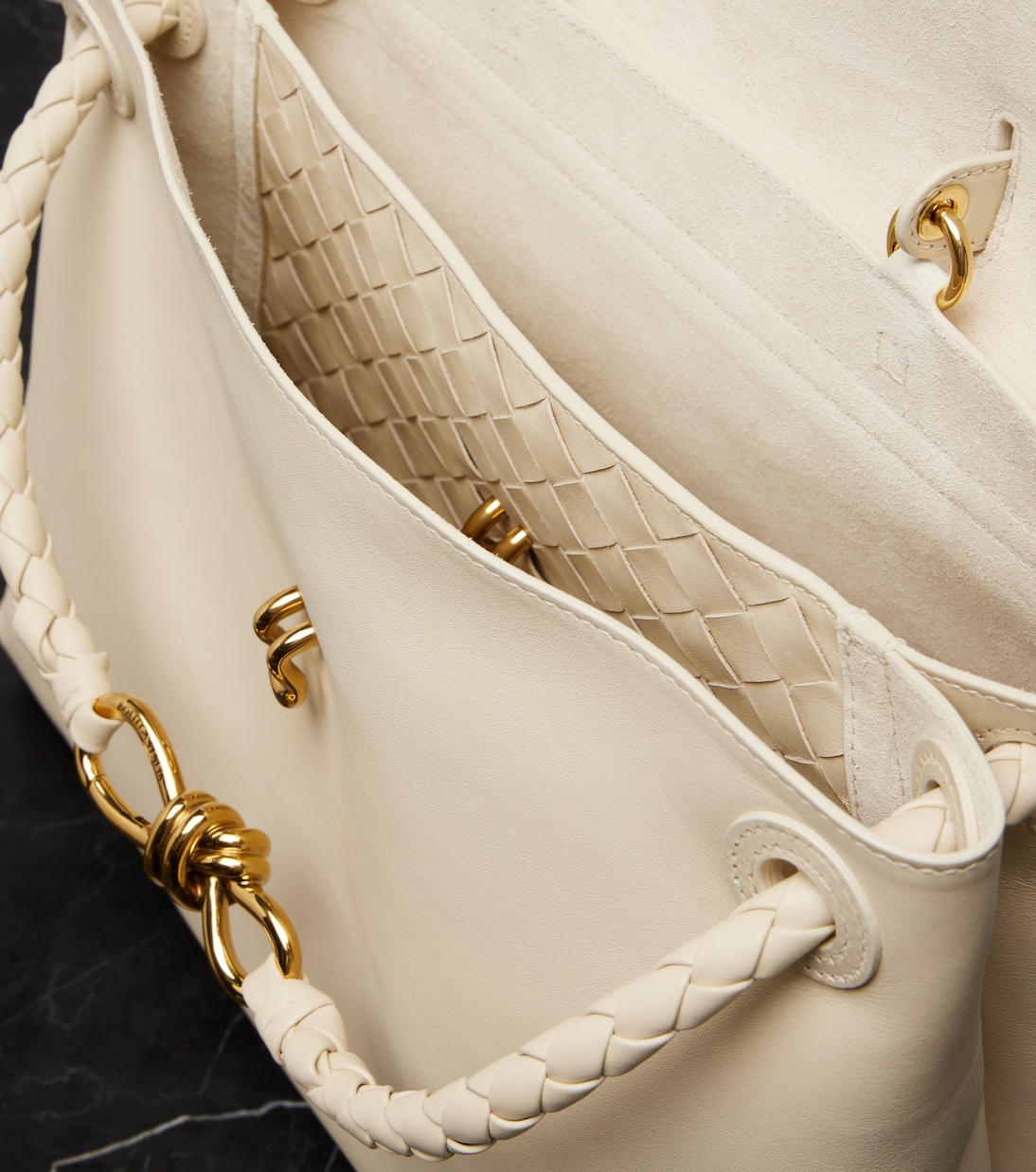 Ciao Ciao сумка из кожи среднего размера Bottega Veneta, Sea Salt-M Brass — фото 4
