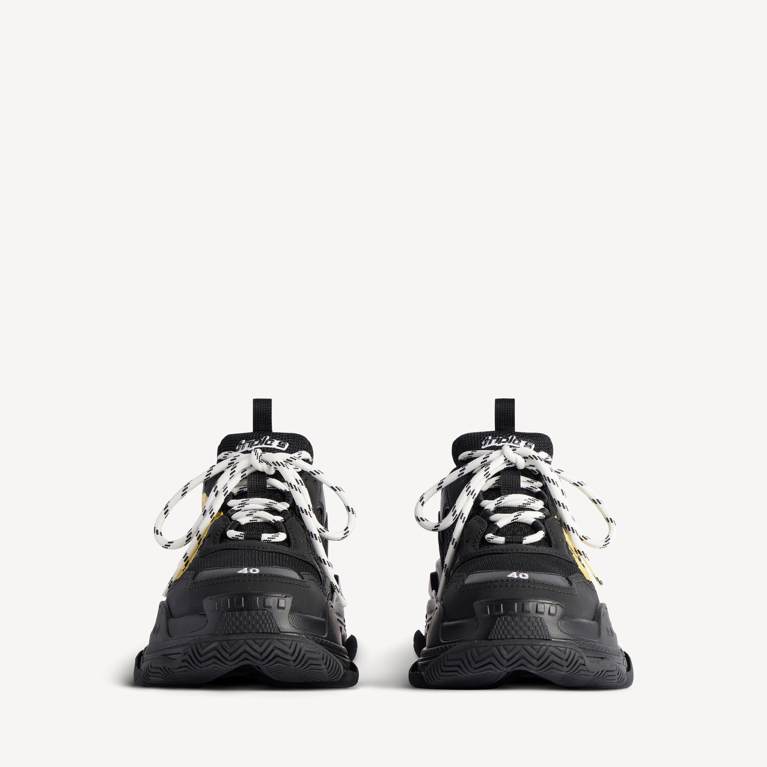 BALENCIAGA Женские кроссовки Triple S Tape Type в черно-желтом цвете — фото 3