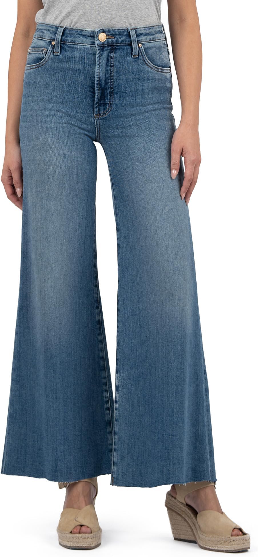 

Джинсы KUT from the Kloth RYAN HIGH RISE FAB AB SUPER WIDE LEG RAW HEM, цвет Adaptability With Medium Base Wash