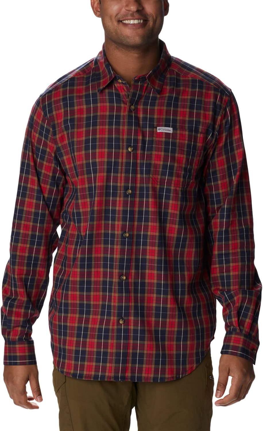 

Рубашка Columbia Mens Vapor Ridge III с длинным рукавом, походная рубашка, Collegiate Navy Balanced Tartan
