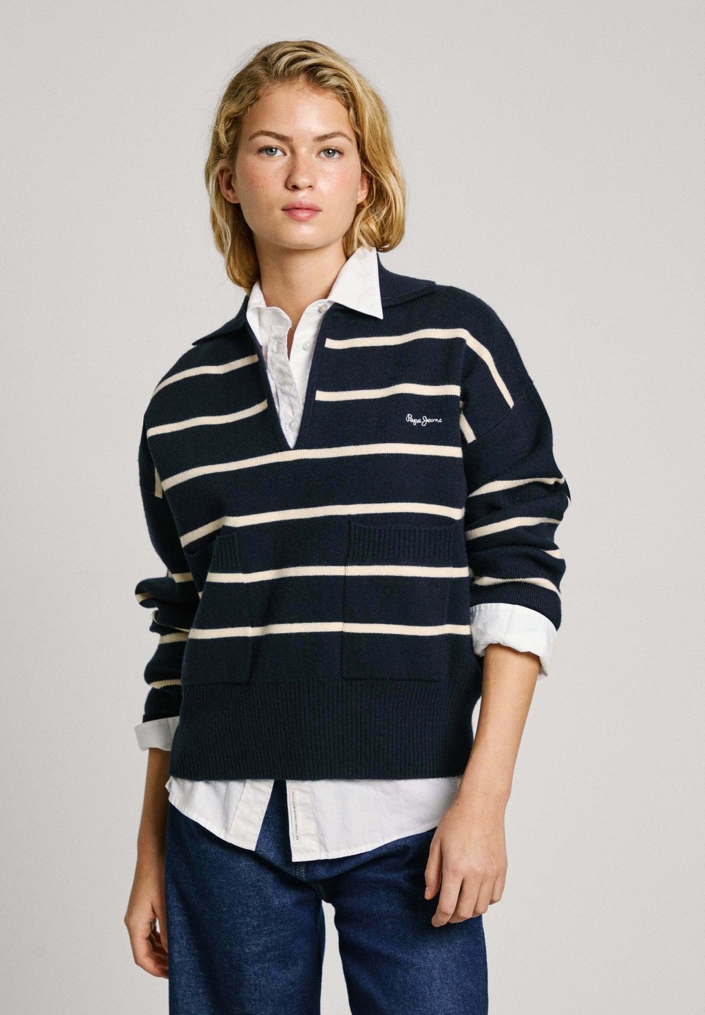 

Поло PRISCILLA Pepe Jeans, темно-синий
