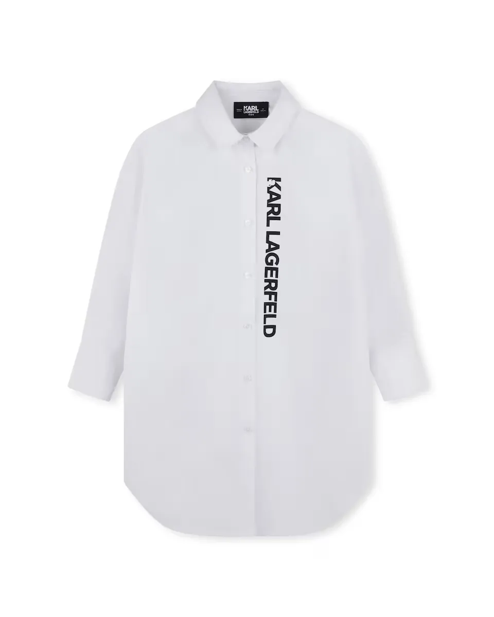 

Платье-рубашка из хлопка для девочки Karl Lagerfeld Kids, белый