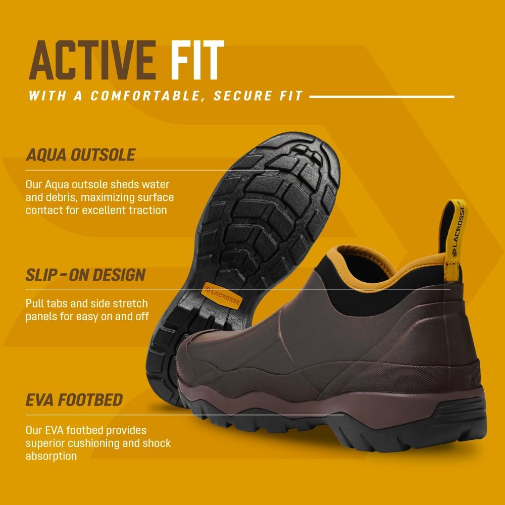Мужские резиновые сапоги LaCrosse Alpha Muddy 4.5 с водонепроницаемой резиной, конструкцией типа 'на пуантах' и стелькой EVA Name ‎LaCrosse, коричневый — фото 4