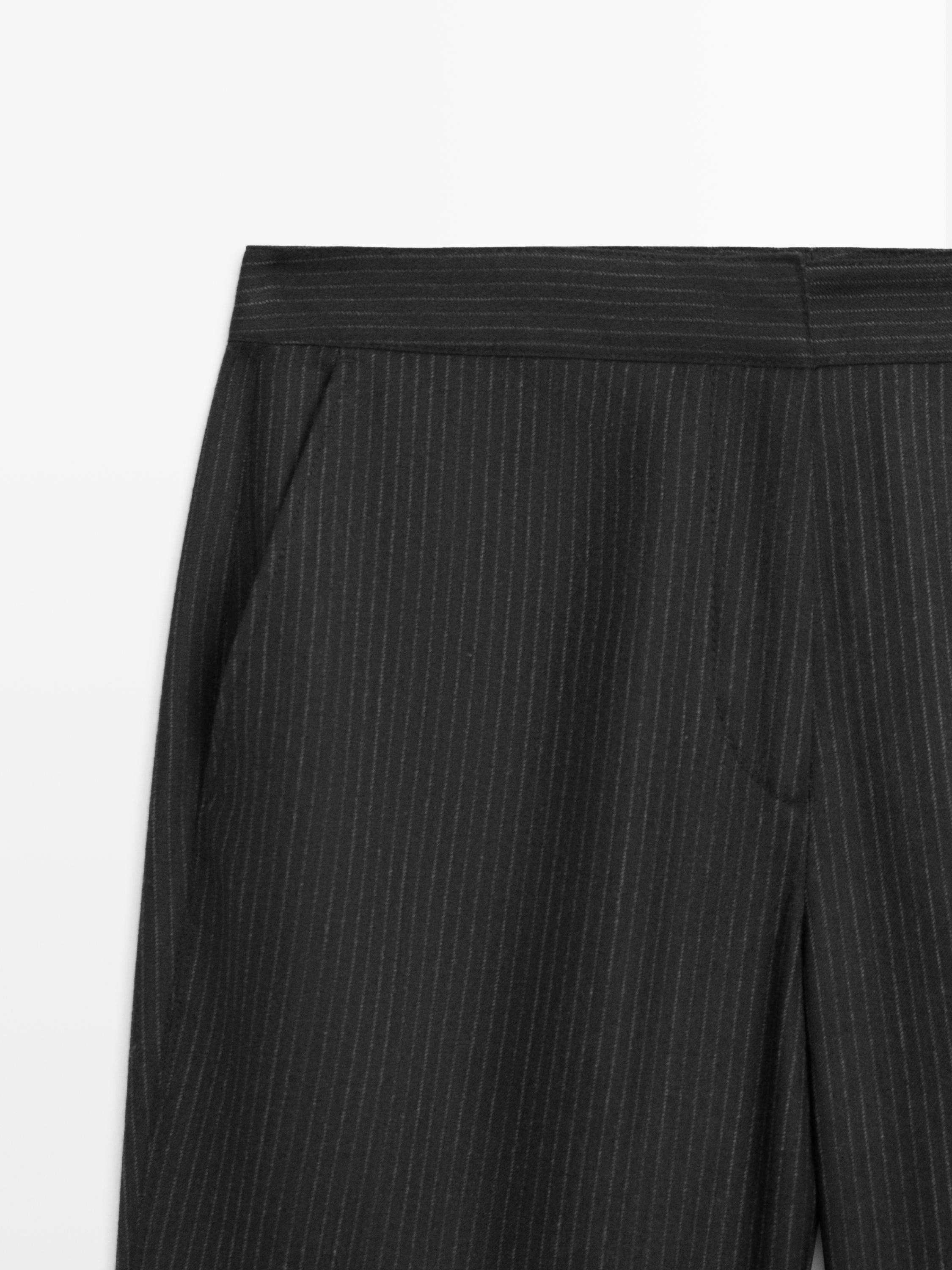 Брюки клеш в тонкую полоску Massimo Dutti, charcoal — фото 4