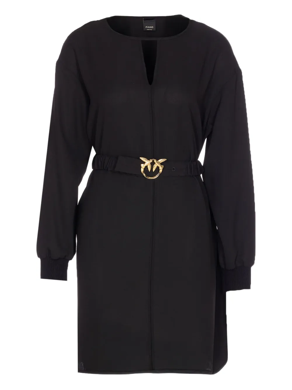 

Платье с V-образным вырезом и украшением в виде птиц PINKO, черный