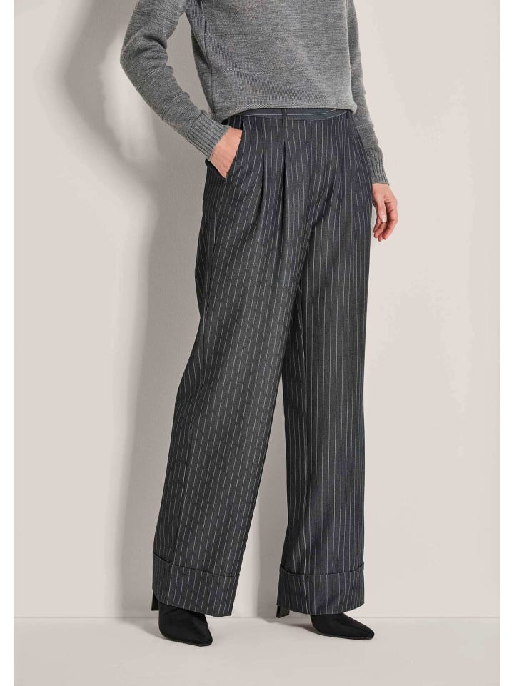 

MADELEINE Широкие брюки в тонкую полоску, свинцово-серый/меланжевый цвет