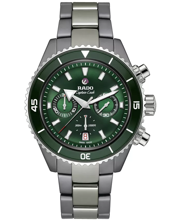 

Мужские швейцарские автоматические хронографы с серебристым покрытием, высокотехнологичным керамическим и титановым браслетом, часы 43 мм Rado