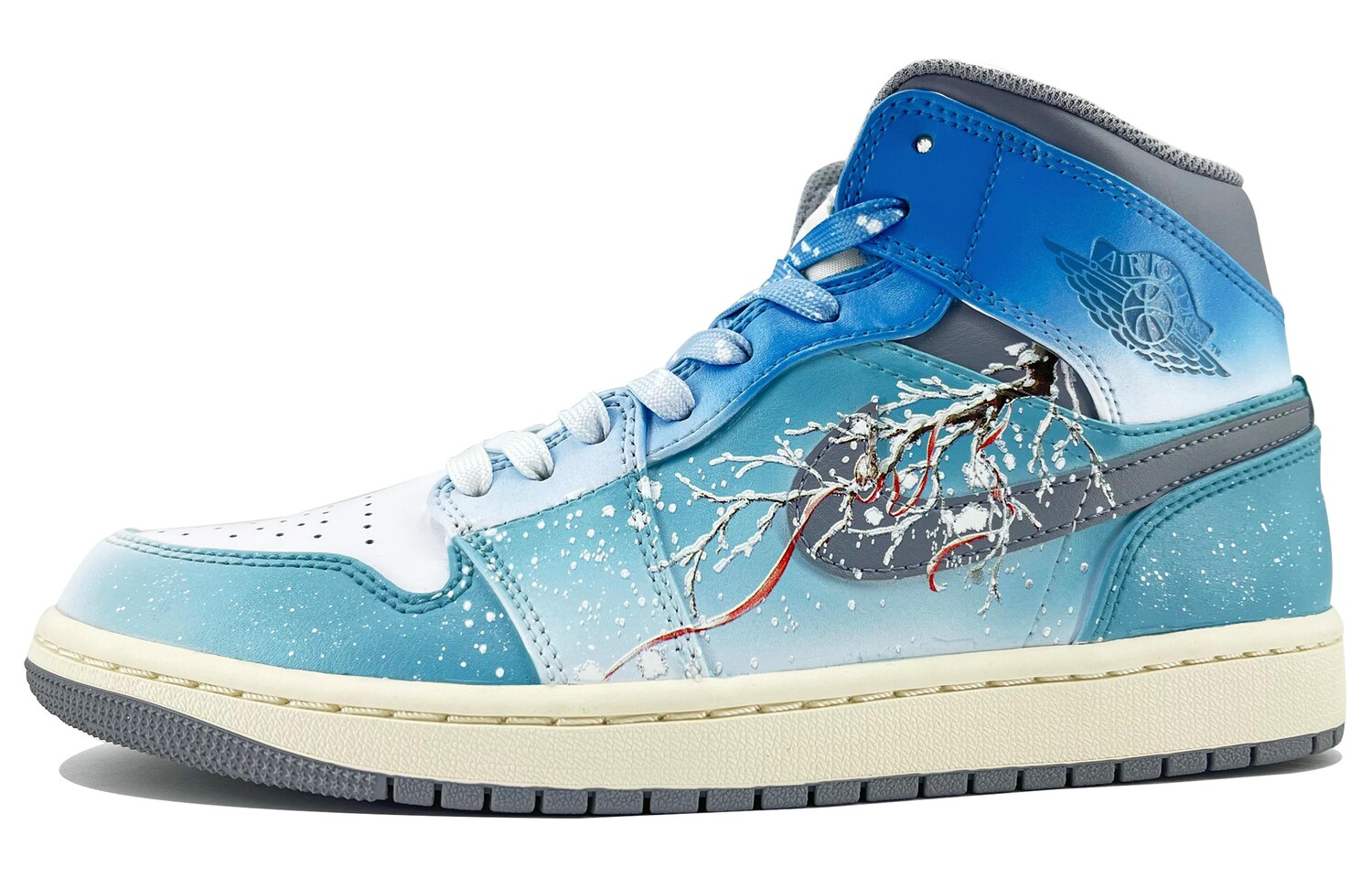 

Кроссовки по индивидуальному заказу Jordan Air Jordan 1, ветронепроницаемые, SDS, новогодняя тема, мультяшная ручная роспись, модные высокие баскетбольные кроссовки в стиле ретро, мужские сине-белые, Blue, Белый, Кроссовки по индивидуальному заказу Jordan