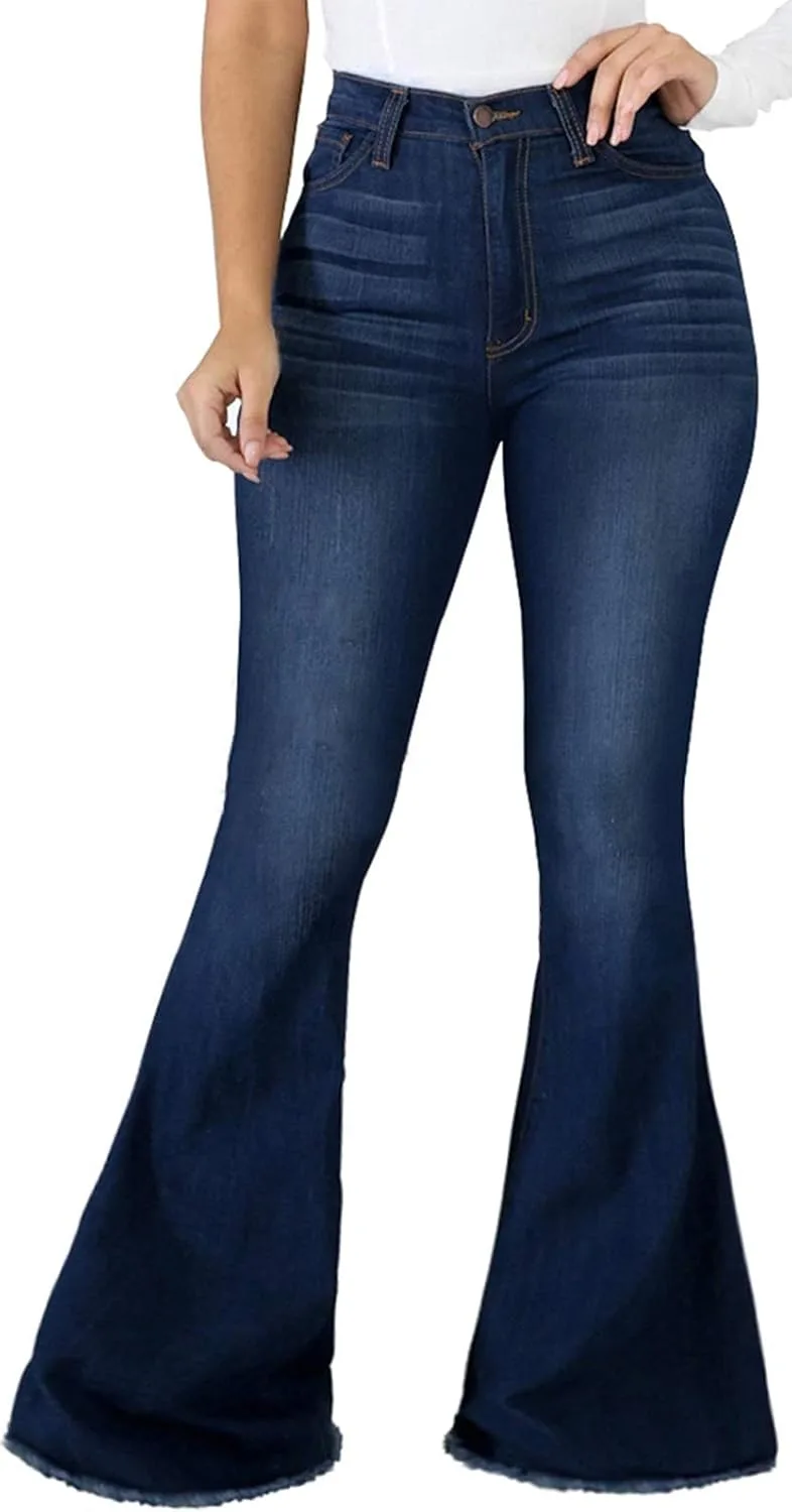 

LaiyiVic Bell Bottom джинсы для женщин High Waisted Stretchy Skinny Flared