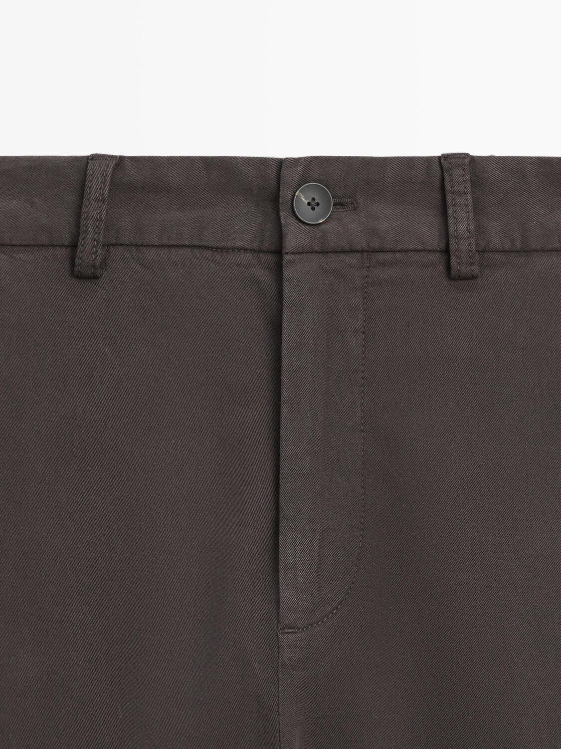 Брюки jogger из хлопковой смеси Massimo Dutti, brown — фото 4