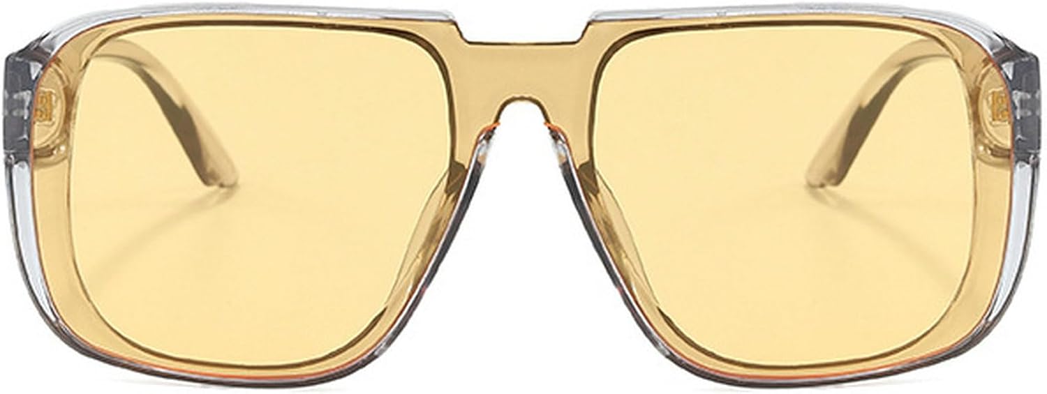 

Мужские солнцезащитные очки в стиле ретро, ​​квадратные, цельные, солнцезащитные очки-щитки, модные очки цвета шампанского с защитой от УФ-излучения UV400, плоская верхняя часть, стильные мужские солнцезащитные очки mincl, Yellow