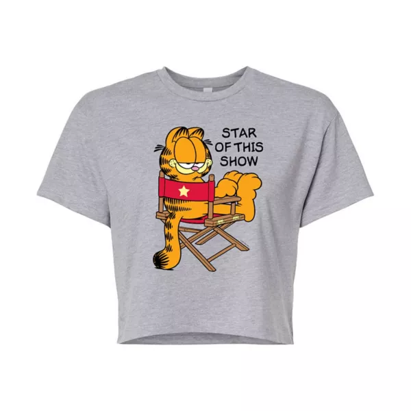 

Детская укороченная футболка Garfield "Звезда шоу" Licensed Character, серый