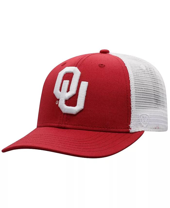 

Мужская темно-красная, белая кепка-кнопка Oklahoma Sooners Trucker Top of the World