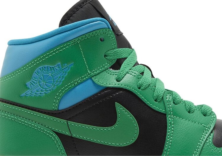 Кроссовки Wmns Air Jordan 1 Mid 'Lucky Green Aquatone', зеленый — фото 2