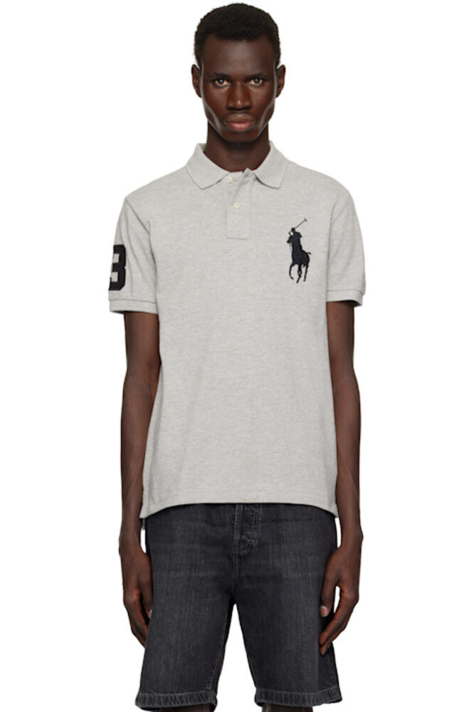 

Серый Custom Slim Fit Big Pony Mesh Polo Polo Ralph Lauren
