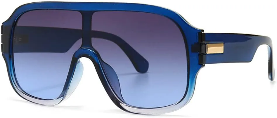 

Крупные квадратные солнцезащитные очки с одной линзой для мужчин и женщин, модные очки-маски с защитой от УФ-излучения в винтажном стиле MTZJH, One Color