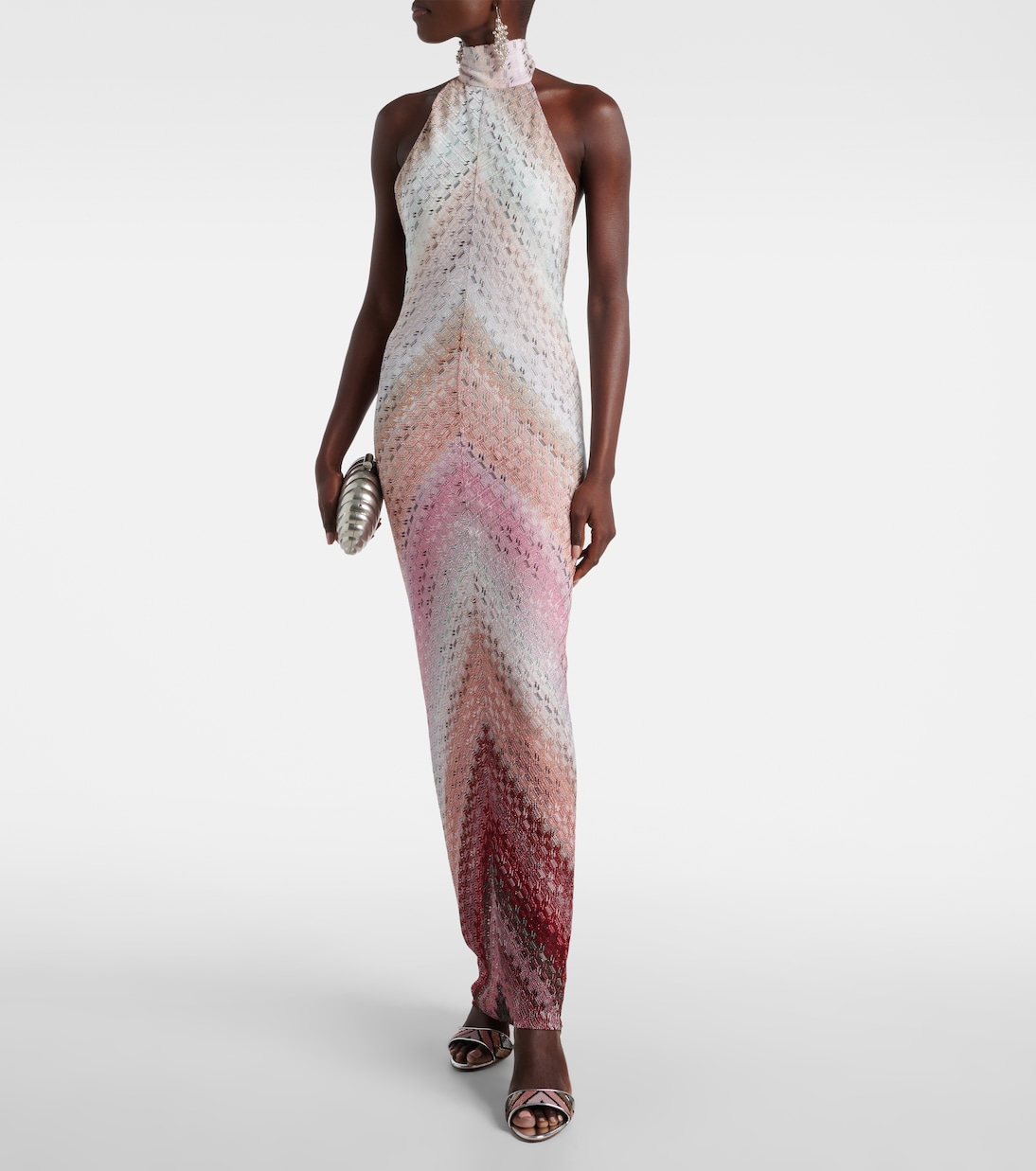 Сандалии Belle из металлизированной кожи с пайетками Missoni, серебряный — фото 3