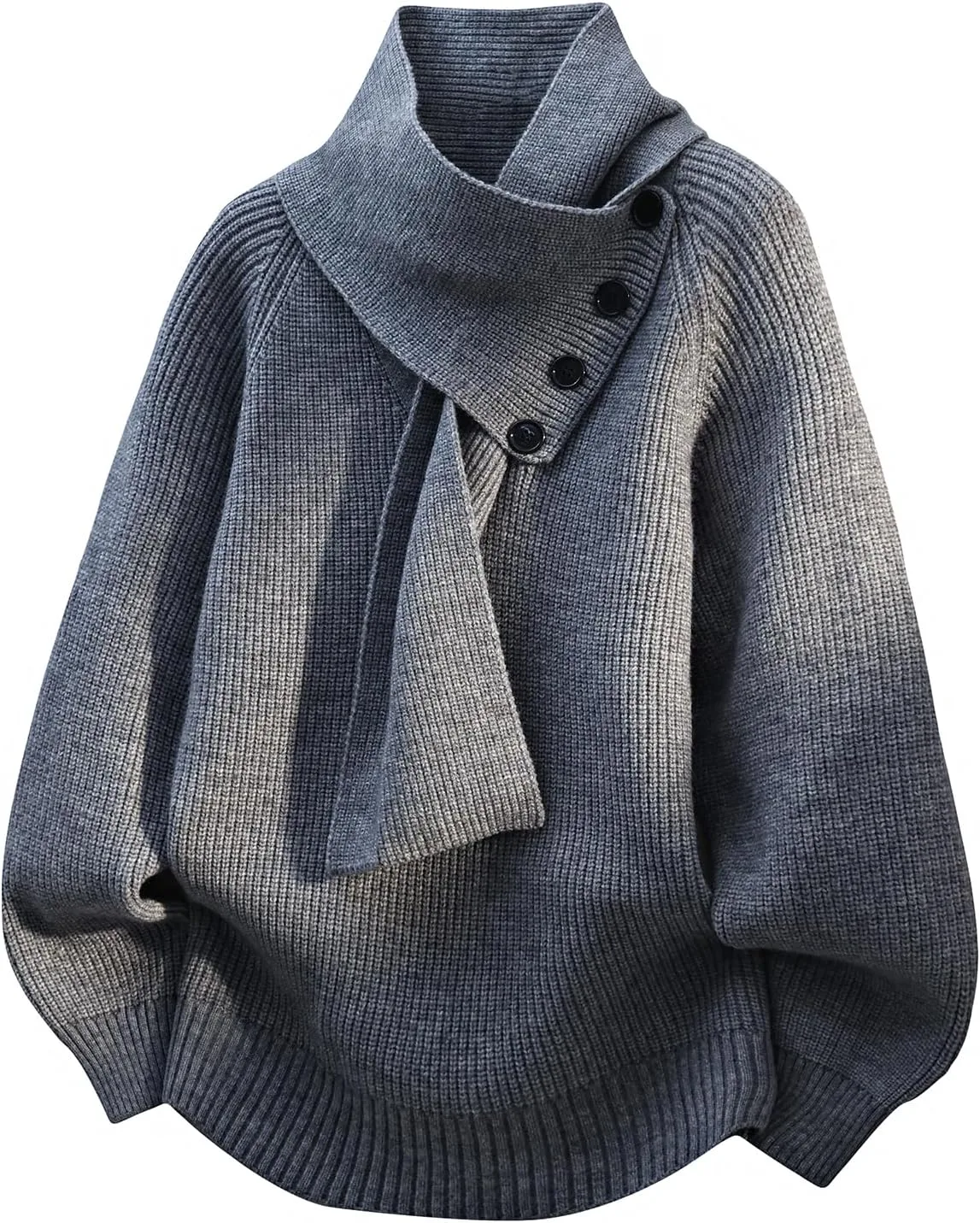 

Мужской свитер с V-образным вырезом и съемным шарфом-воротником GMOYD