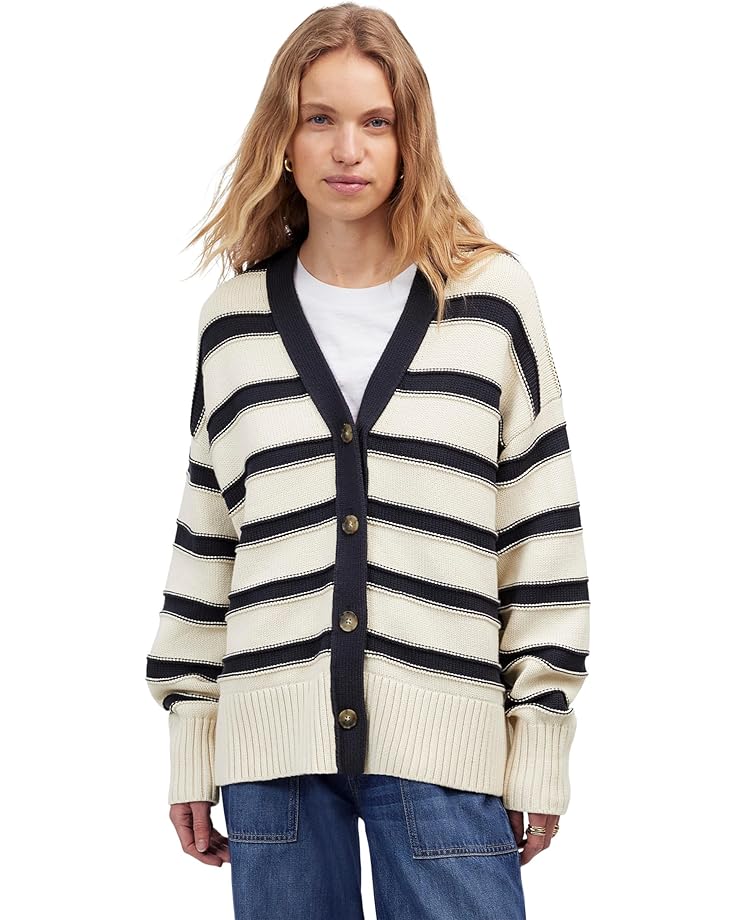 

Свитер Madewell Josie Stripe Clean Cotton Cardigan, цвет Cream Navy Stripe