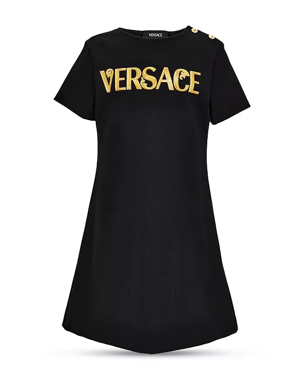 Платье-Футболка Punto Milano - для маленького ребенка, для большого ребенка Versace, Black+Gold