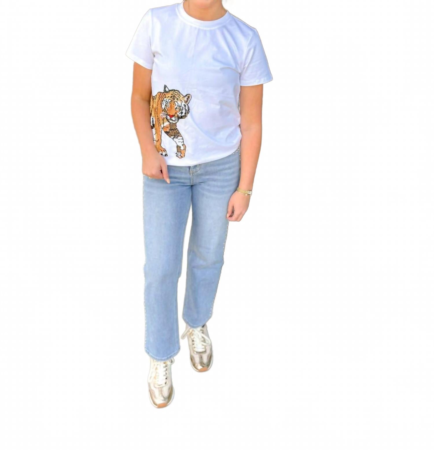 

Футболка с тигром и запахом, белая Sparkle City, белый