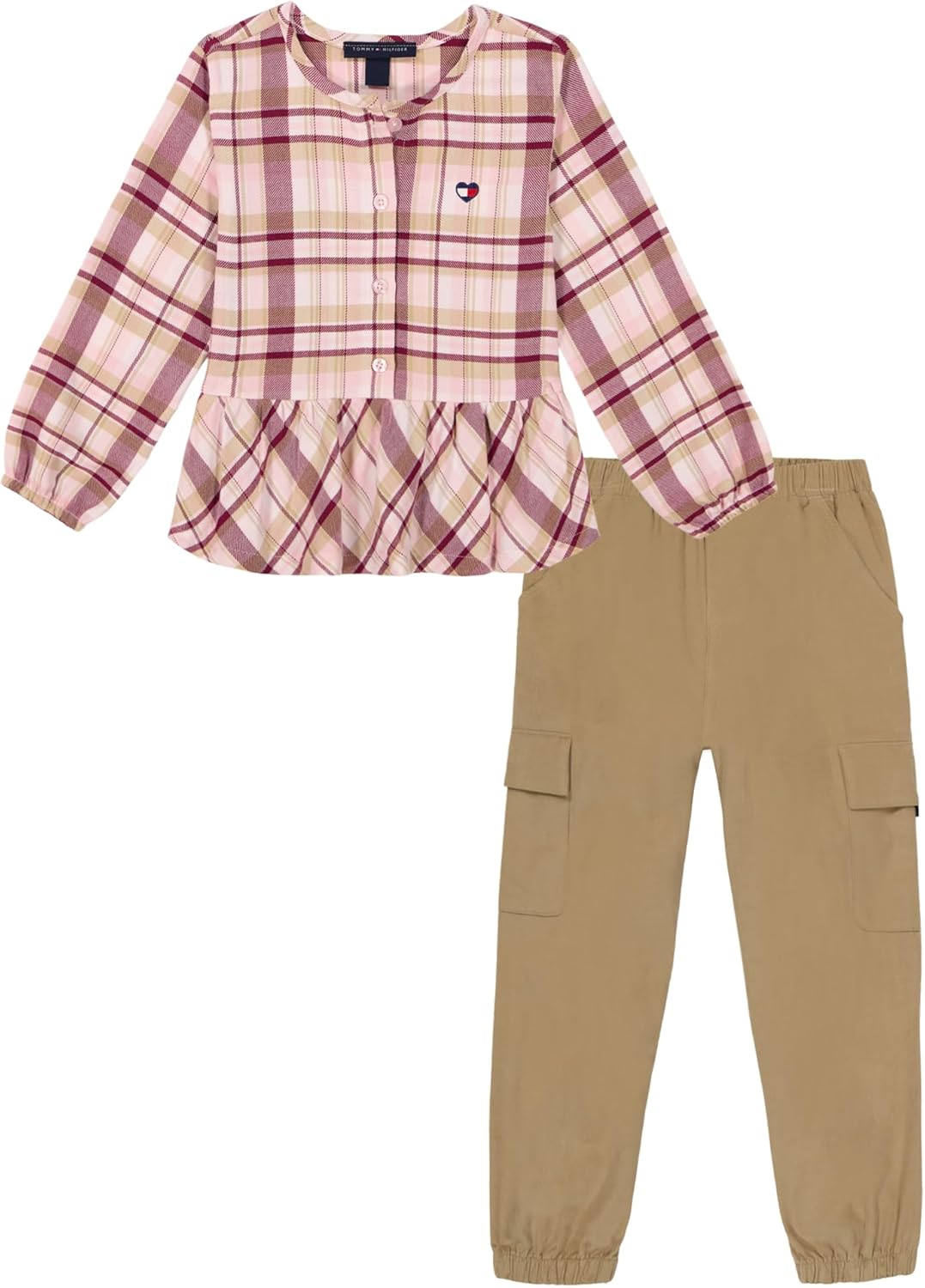 

Комплект из двух тканых брюк для девочек от Tommy Hilfiger, Cinder Rose Print/Irish Cream