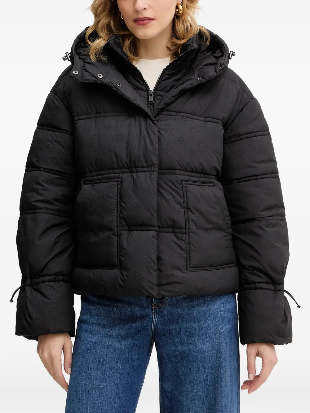 

Куртка с капюшоном и тиснением Guess Usa, черный