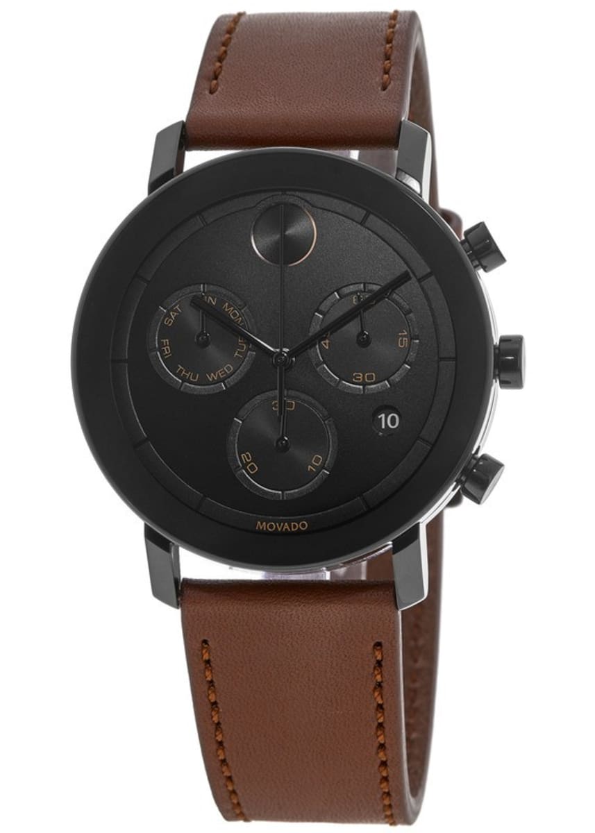 

Movado Bold Evolution черные часы с кожаным ремешком мужские 3600758