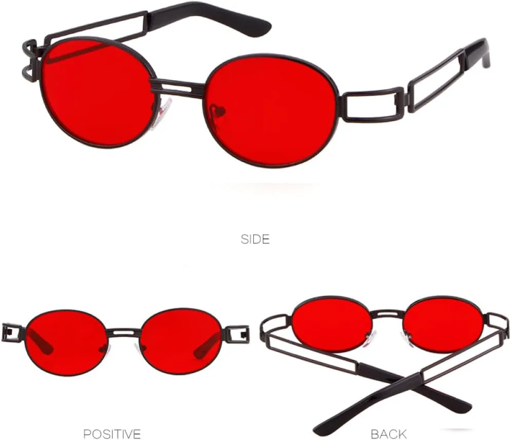 

Винтажные круглые солнцезащитные очки в стиле стимпанк для мужчин и женщин, модные, с полыми дужками, красные, солнцезащитные очки UV400 для женщин TYUVIVO, C5