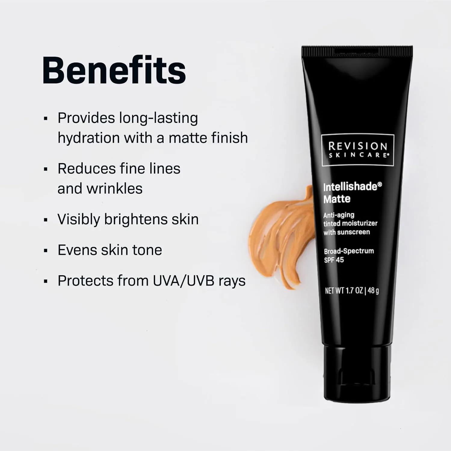 Revision Skincare Intellishade Matte SPF 45 тонирующий антивозрастной солнцезащитный крем для лица, увлажняющий крем без масел с SPF и витамином C, солнцезащитное средство для сужения пор для жирной и комбинированной кожи, 50 мл — фото 2