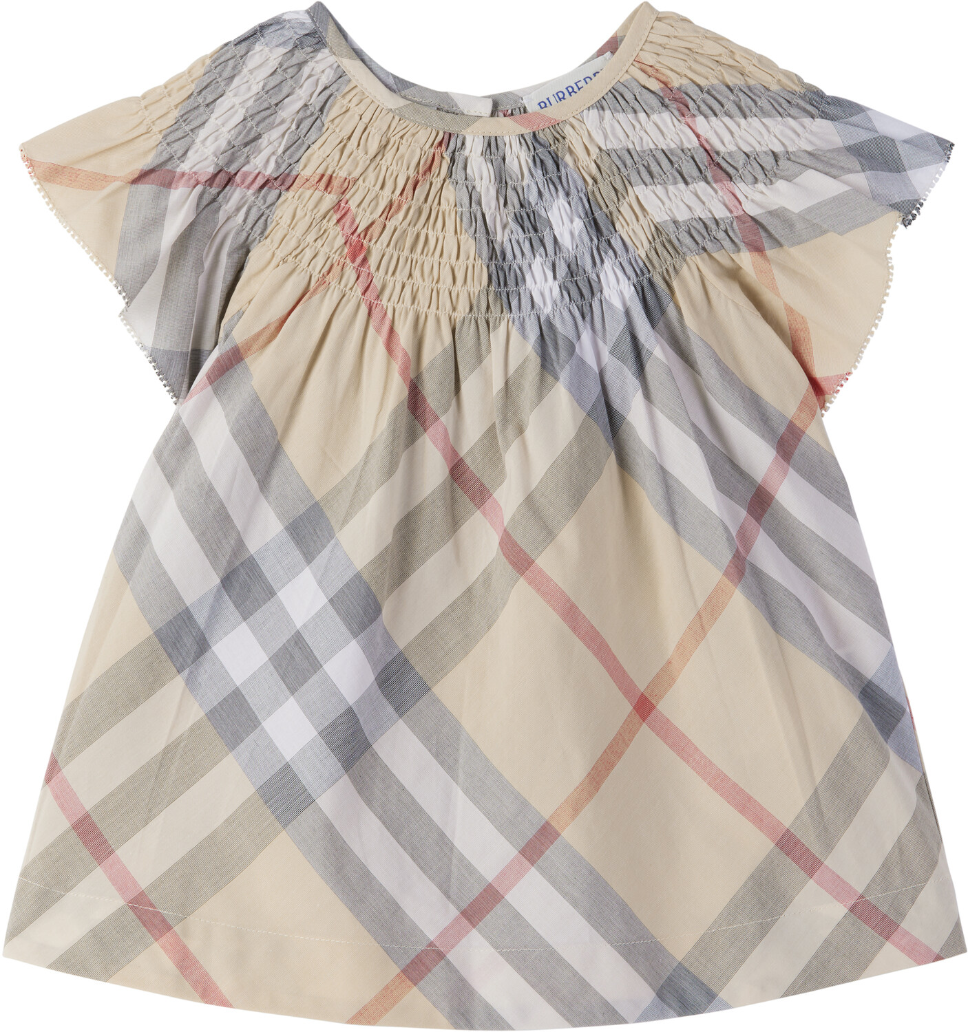 

Платье из хлопка в бежевую клетку Burberry, Pale stone