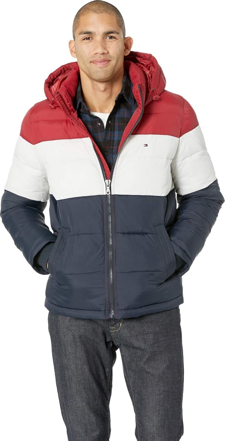 Мужская куртка-пуховик Tommy Hilfiger с капюшоном (стандартная и для больших и высоких), Red/White/Midnight