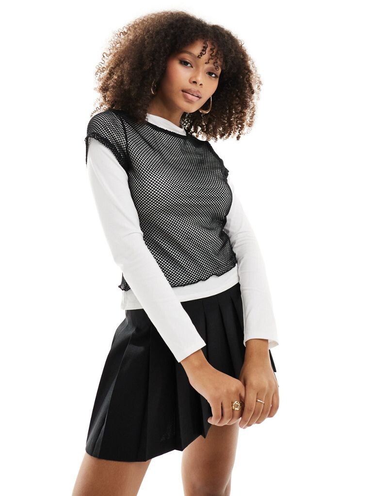

ASOS DESIGN - Двухслойный топ в сетку с длинными рукавами
