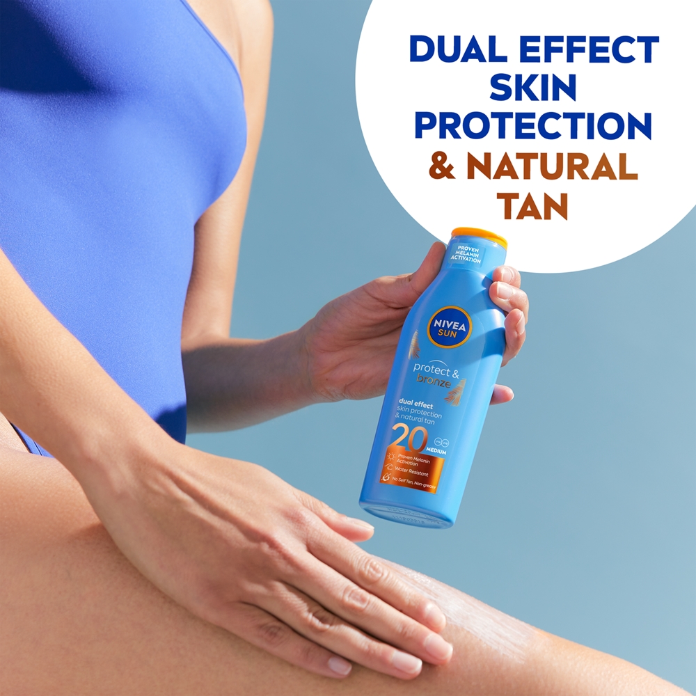Солнцезащитное и бронзирующее молочко для интенсивного загара SPF 20+ Nivea, 200 мл — фото 3