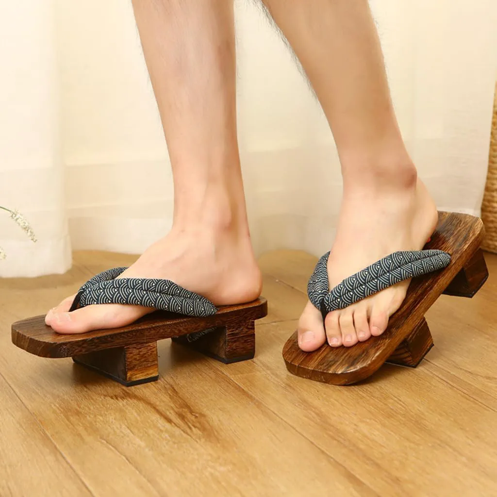 Japanese Wooden Clogs Traditional Slippers,Flip Flops Stage Performance Japanese Two-Teeth Wood Shoes,Anti Slip and wear-Resistant High Heeled Сандалии(Size:EU 42,Color:Golden) BYDZKJ — фото 2