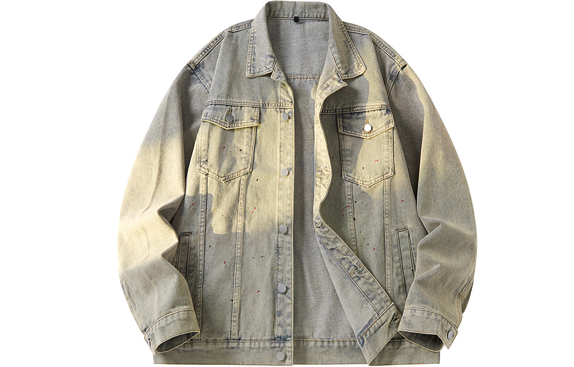 

Double Dealer Стираная и состаренная джинсовая куртка в стиле хип-хоп, Yellow Mud