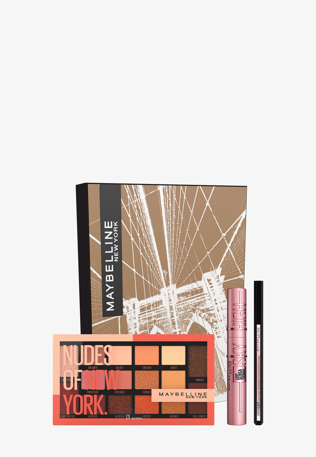 

Набор для макияжа Eye Make-Up Set Including Sky High Maybelline New York, цвет very black/knockout black/nudes of new york