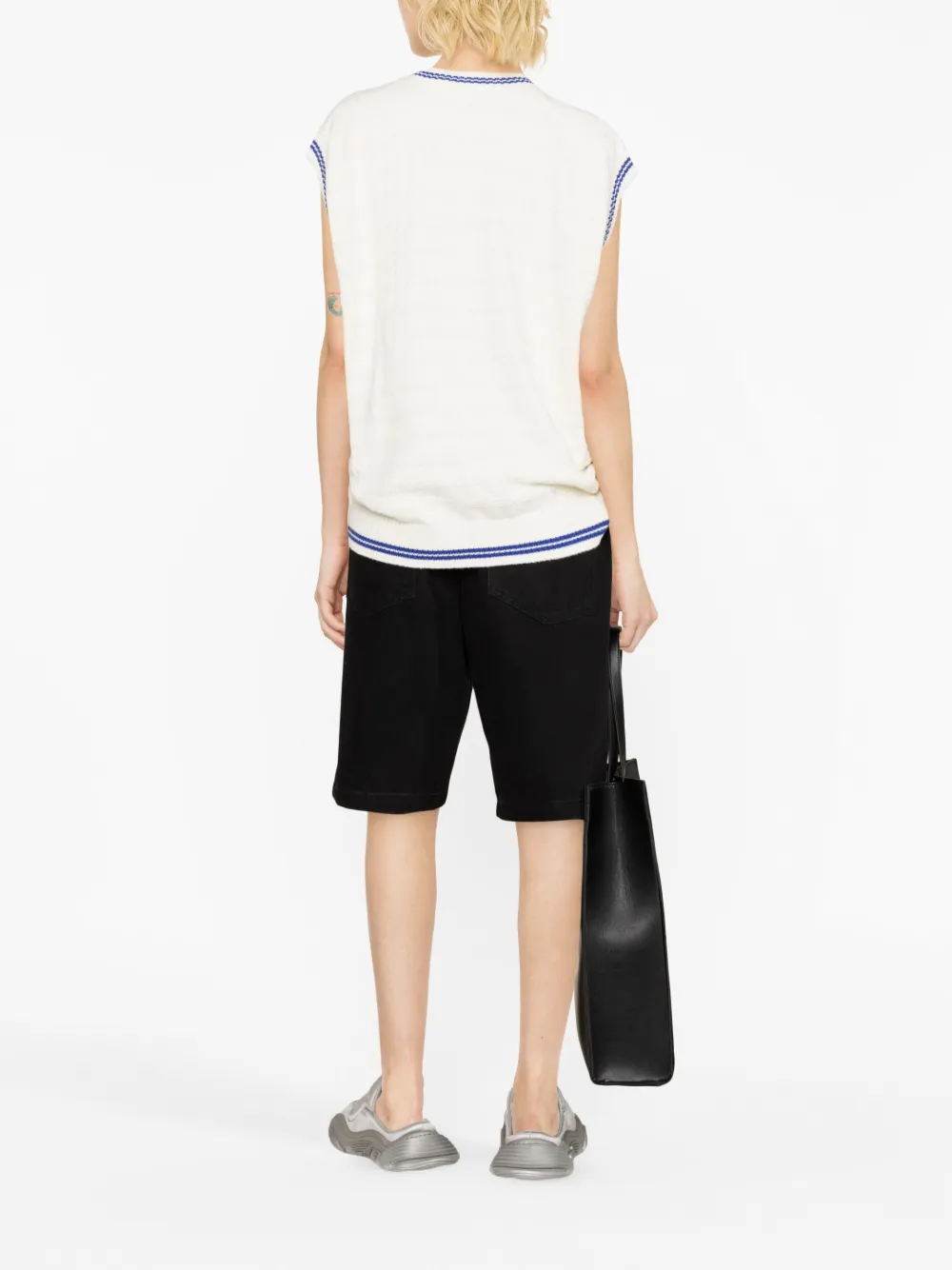 Топ без рукавов с отделкой в полоску Alexander Wang, белый — фото 3