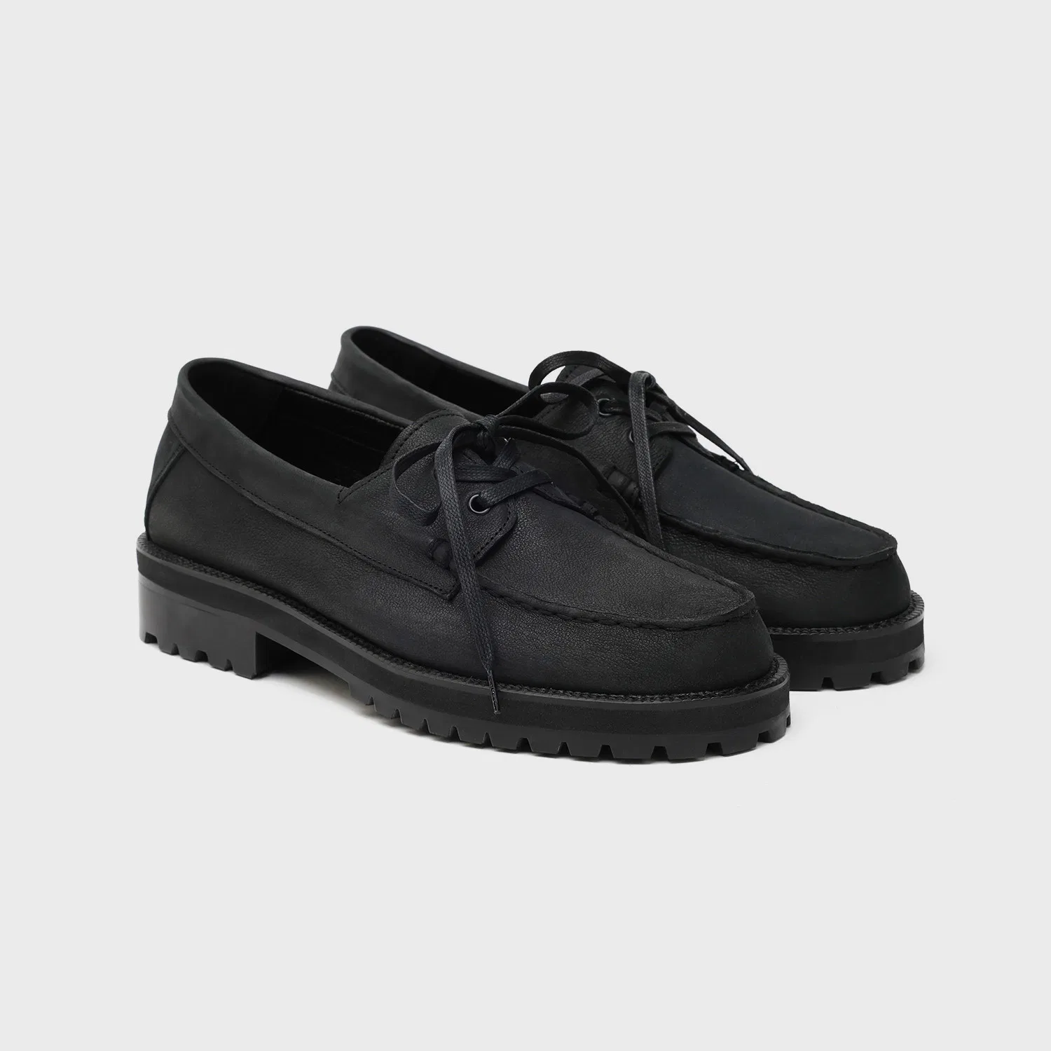 Мужские ботинки на шнуровке Standard Casual Sole Boat Shoes 5099, чёрные, от Firenze.A