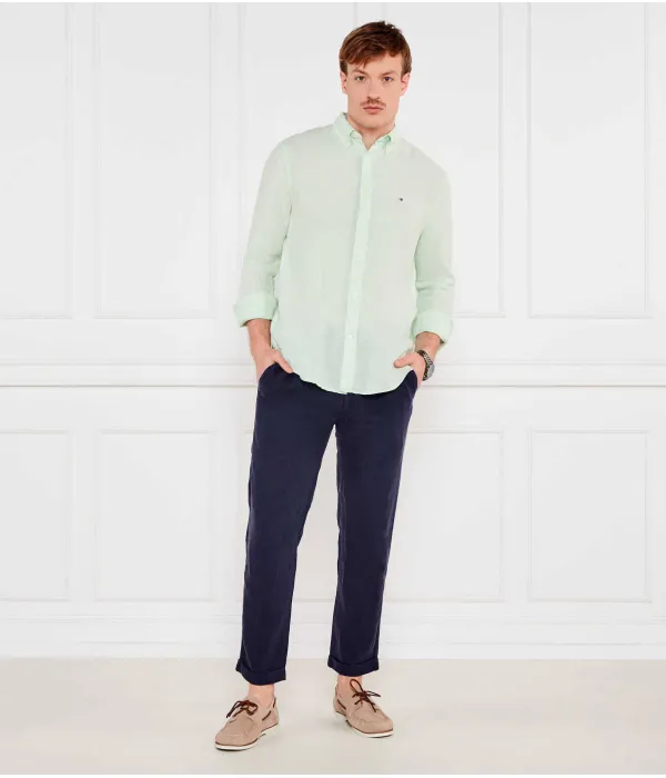 Льняные брюки-чинос Slim fit Polo Ralph Lauren, синий — фото 2