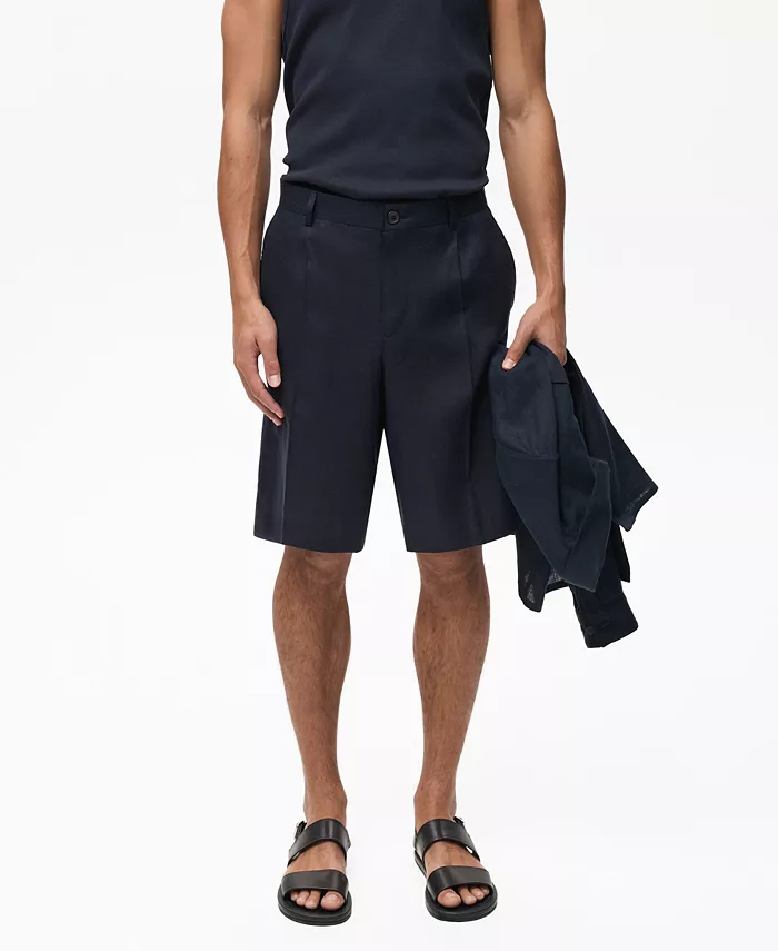 

Мужские бермуды из льна Slim-Fit MANGO, синий