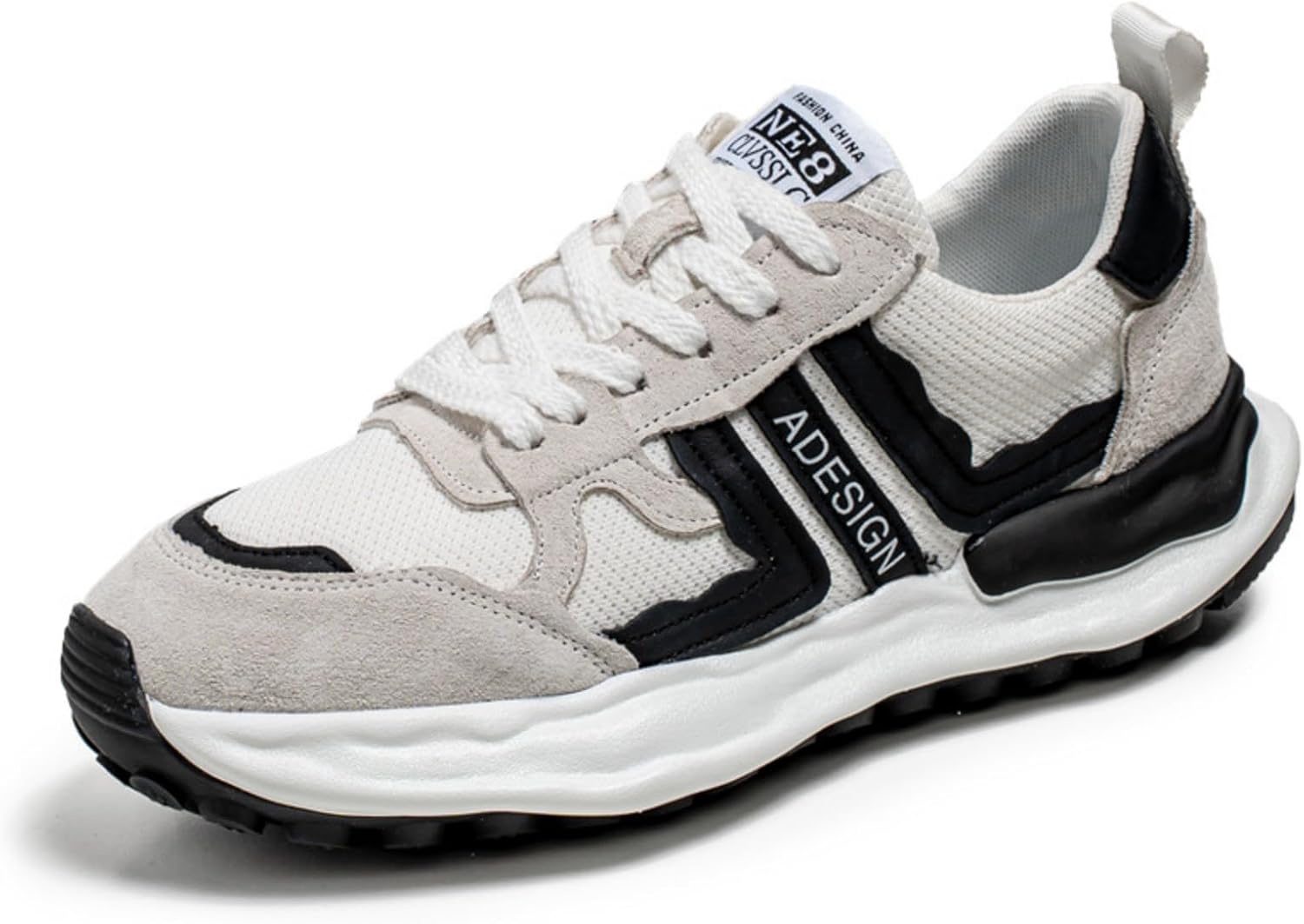 

Мужские кроссовки с низким верхом в стиле color block, ретро стильные повседневные обувь с дышащим верхом, модные шнурованные кроссовки для ежедневной носки и уличной моды Aokisx, белый