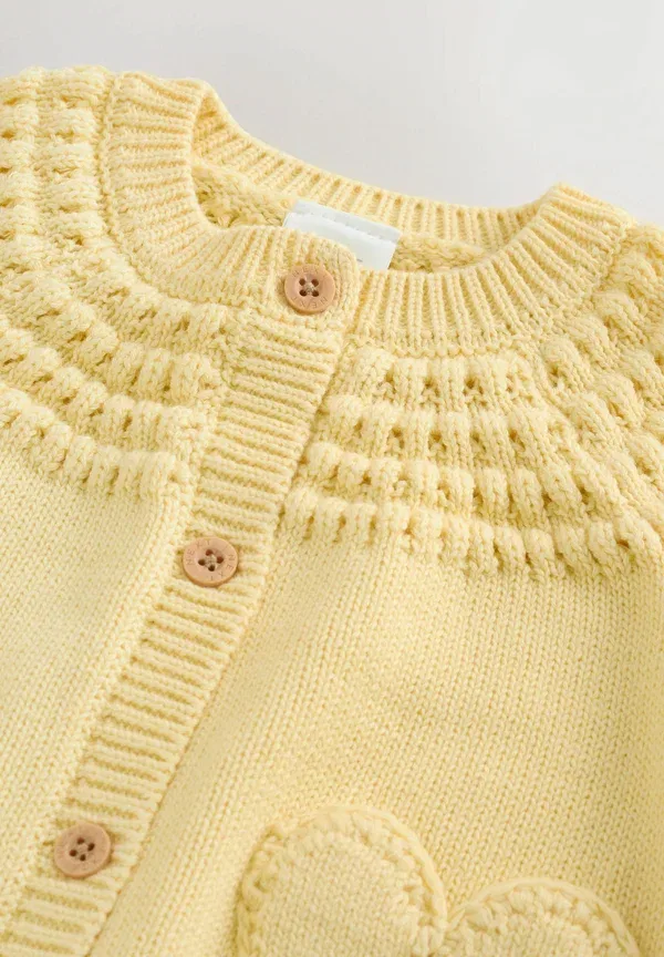 Кардиган Regular fit Next, модель heart pocket button through, желтый — фото 2